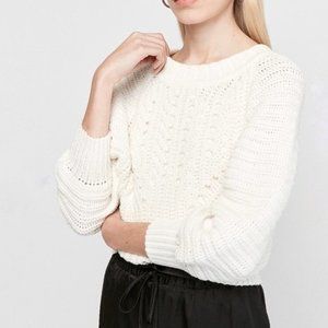 Express Chunky Sweater Knit Ribbed Balloon Half Sleeve Pullover Crewneck Top S